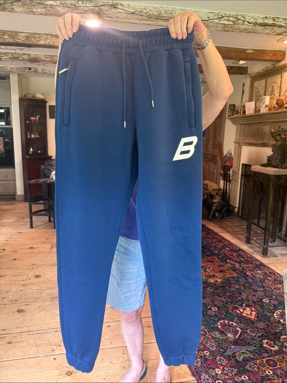 Benjart Men's S Blue Sweatpants with White 'B' Accent